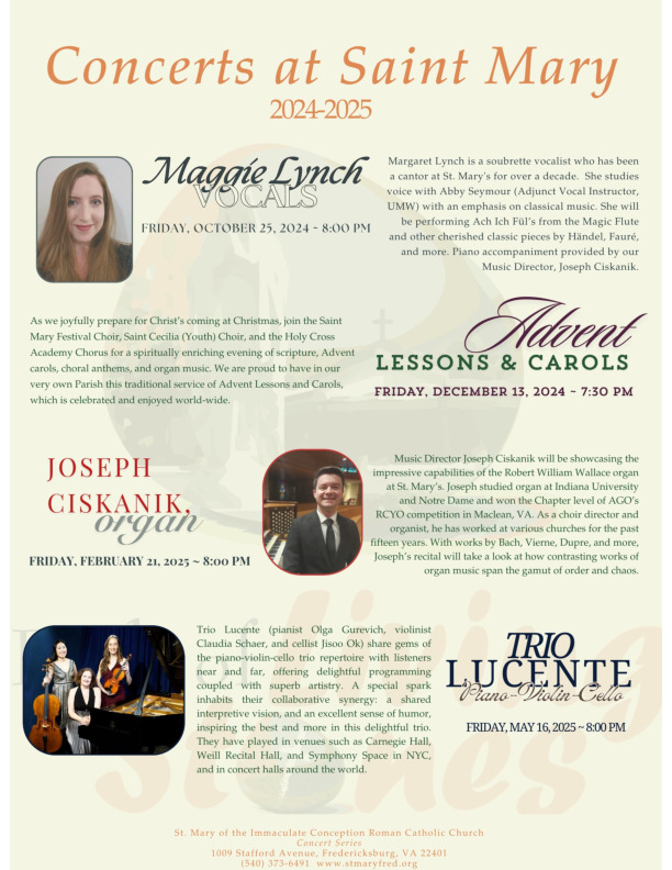 August Church Program Concerts at St Mary – Saint Mary of the Immaculate Conception Roman ...